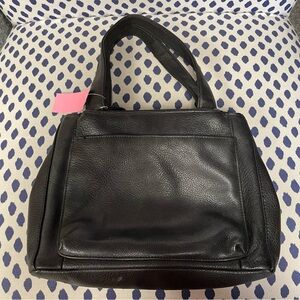 Tandem black leather handbag